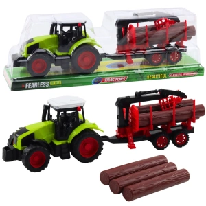 Traktor rolniczy z przyczepą HDS do transportu drewna i balami