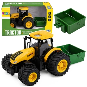 Traktor rolniczy z rozsiewaczem nawozu, światło i dźwięk, żółty, 1:24