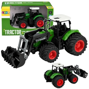 Traktor rolniczy z ładowaczem czołowym, gumowe koła, zielony, 1:24