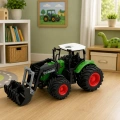 Traktor Rolniczy Farmerski Z Ładowaczem Czołowym Gumowe Koła Zielony 1:24