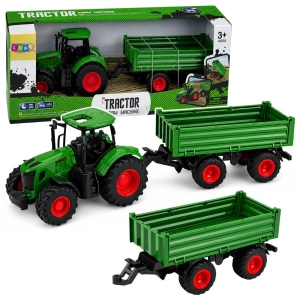 Lean Toys Traktor rolniczy farmerski z przyczepą wywrotką zielony 1:24