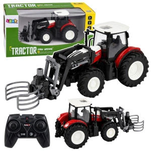 Traktor rolniczy RC z chwytakiem do bel czerwony 1:24 Lean Toys