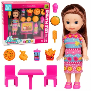 Lean Toys Mini laleczka z zestawem fast food