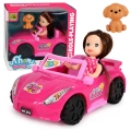 Zestaw Mini Laleczka w Samochodzie Kabriolet Figurka Pieska Różowy