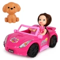 Zestaw Mini Laleczka w Samochodzie Kabriolet Figurka Pieska Różowy