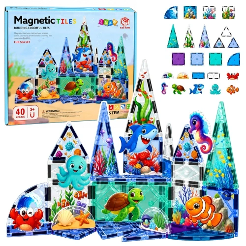 Klocki Magnetyczne Konstrukcyjne Zwierzęta Morskie Ocean 40 el.