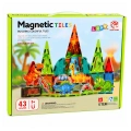 Klocki Magnetyczne Konstrukcyjne Dinozaury Wulkan Kolorowe 43 el.