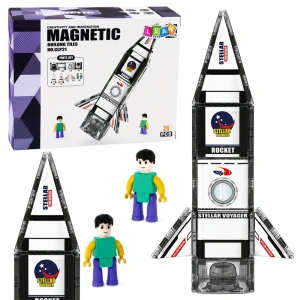 Klocki magnetyczne Rakieta Kosmiczna z figurką astronauty 26 el. Lean Toys