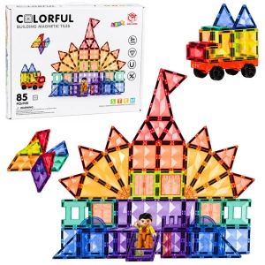 Klocki magnetyczne Kolorowe Panele 85 elementów Lean Toys