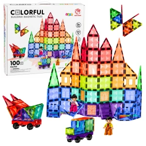 Klocki magnetyczne konstrukcyjne Kolorowe Panele 3D 100 elementów Lean Toys