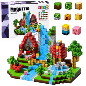 Lean Toys Klocki magnetyczne Fantasy Las i Wodospad 3D, 100 elementów
