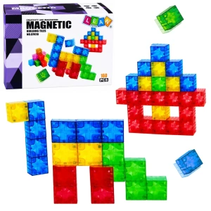 Lean Toys Klocki magnetyczne konstrukcyjne sześciany kolorowe 3D, 160 elementów