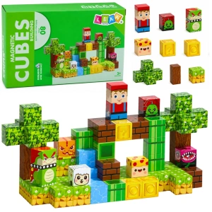 Klocki magnetyczne sześciany Pikselowy Świat Zwierzęta 80 el. Lean Toys