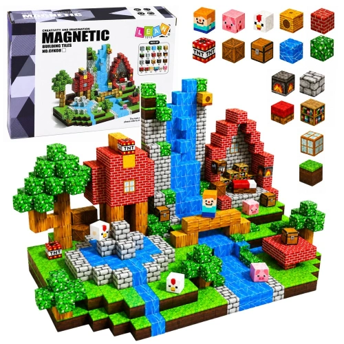 Zestaw Klocki Magnetyczne Kostki Sześciany Piksele Las 3D 100 el.