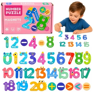 Puzzle magnetyczne Cyfry i Działania Matematyczne 26 el. Lean Toys