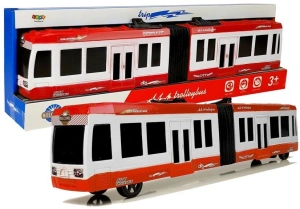 Autobus przegubowy z napędem frykcyjnym czerwony