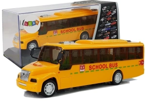 Szkolny autobus z naciągiem, światłami i dźwiękami Lean Toys