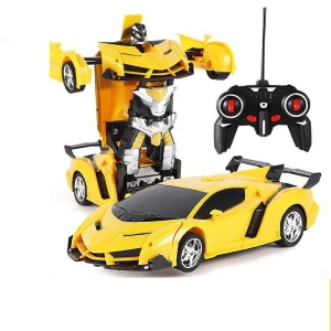 Auto Robot 2w1 z pilotem R/C, światłem, dźwiękiem i funkcją driftu – żółty