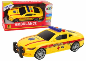 Sportowy ambulans z napędem, światłem i dźwiękiem – żółty