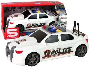 Auto Sportowe Policja ze Światłami, Dźwiękami i Otwieranym Bagażnikiem 1:16 Białe