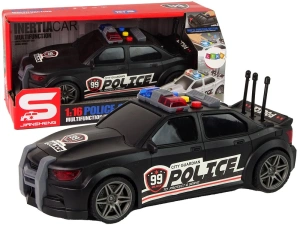 Auto sportowe policyjne ze światłami i dźwiękami czarne 1:16 Lean Toys