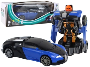 Samochód-Robot 2w1 Bugatti Niebieski z efektami świetlnymi