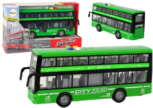 Autobus piętrowy na baterie ze światłami i dźwiękami zielony 1:16
