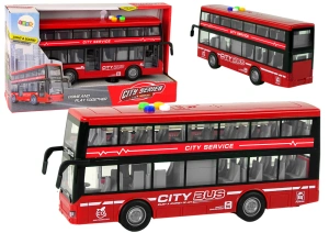 Autobus piętrowy na baterie ze światłami, dźwiękami i napędem frykcyjnym czerwony 1:16