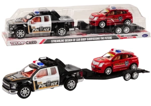 Policyjny zestaw pojazdów z pickupem, lawetą i autem terenowym Lean Toys