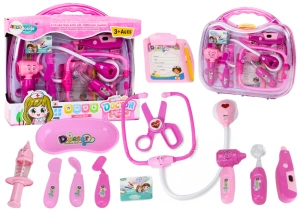 Różowy zestaw małego doktora w walizce ze światłem i dźwiękiem Lean Toys