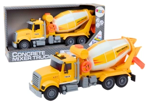 Żółta betoniarka Lean Toys z napędem frykcyjnym, światłem i dźwiękiem
