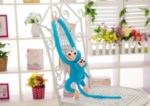 Maskotka pluszowa małpka z dzieckiem niebieska 70 cm Lean Toys