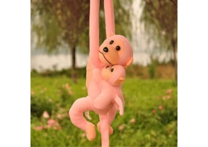 Maskotka pluszowa małpka z dzieckiem różowa 70 cm Lean Toys