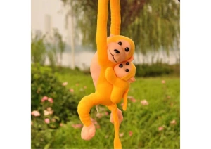 Maskotka pluszowa małpka z dzieckiem żółta 70 cm Lean Toys