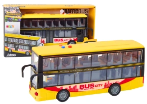 Autobus piętrowy 1:16 ze światłami, dźwiękami i napędem frykcyjnym żółty