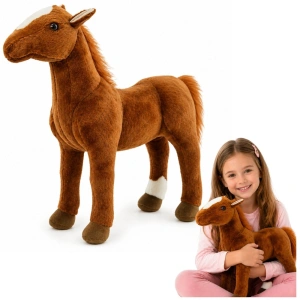 Pluszowy koń brązowy 40 x 37 cm Lean Toys