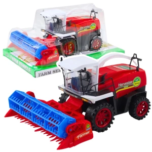 Kombajn zbożowy farmerski z hederem czerwony