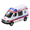 Karetka Ambulans Metalowy Z Napędem Pull Back Światła Dźwięki Biały 1:32