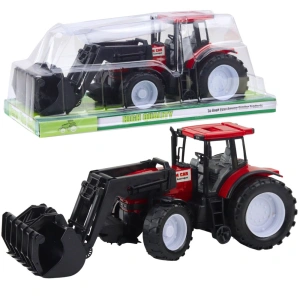 Lean Toys Traktor rolniczy z chwytakiem czerwony