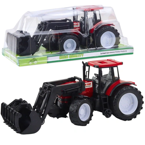 Traktor Pojazd Rolniczy Farmerski Z Chwytakiem Czerwony