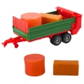Traktor Rolniczy Farmerski Z Zieloną Przyczepą i Sianem Czerwony 62cm