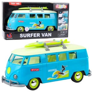 Lean Toys Samochód Surfer Van z deską surfingową, światłami i dźwiękami turkusowy