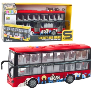 Autobus Miejski Piętrowy 1:16 z napędem, światłami i dźwiękami czerwony