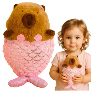 Pluszowa Maskotka Przytulanka Kapibara Syrenka Różowa 28 cm