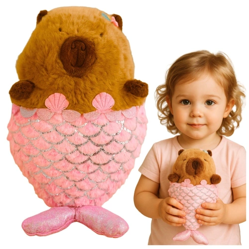 Pluszowa Maskotka Przytulanka Kapibara Syrenka Różowa 28cm