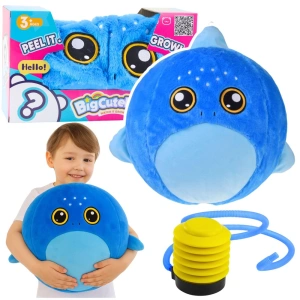 Pluszowa piłka do skakania BigCutePet Rekin niebieska 50 cm z pompką