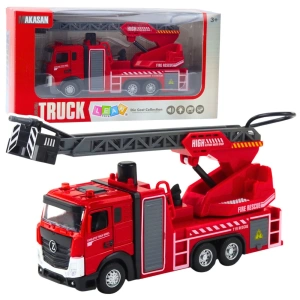 Wóz strażacki z wysięgnikiem, wężem i funkcją rozpylania wody Lean Toys