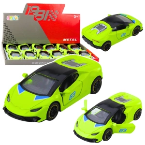 Samochód sportowy Pull Back metalowy neonowy zielony 1:43