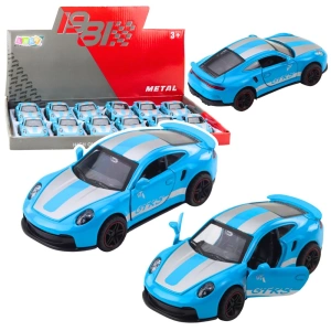 Metalowy samochód wyścigowy GTRS 1:43 z napędem pull back, niebieski