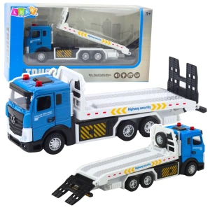 Ciężarówka transportowa laweta z ruchomą platformą, światłami i dźwiękami Lean Toys